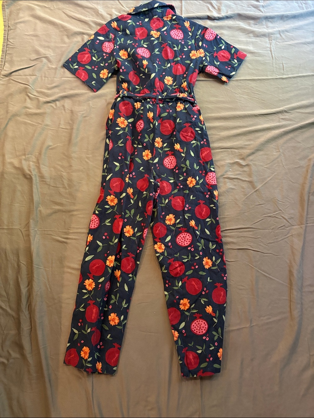 Princess Highway Navy Floral Short-Sleeve Jumpsuit with Tie Waist - Picture 5 of 5